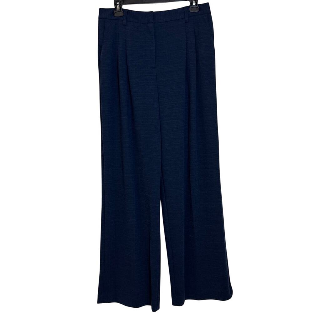 NWT Liz Claiborne Size 12 Signature Navy Back Elastic High-Rise Wide Leg Trouser